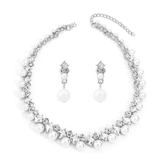 Baroque Alloy Necklace And Earrings Elegant Fashion All-match Bridal Formal Formal Dress Jewelry Suit $49.50 Dana Fashion Color: White K Women's Accessories Product information: Pattern: Other Treatment Process: Electroplating Color: gold, white k Applica