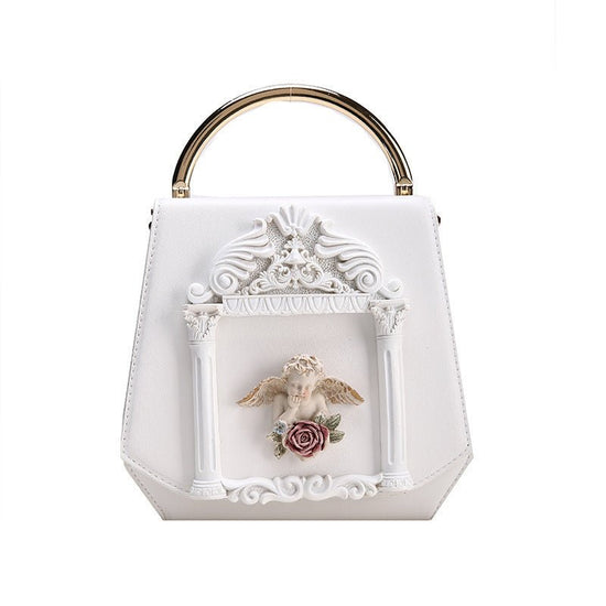 Baroque Angel Clutch Bag Ladies One Shoulder Diagonal Bag $73.99 Dana Fashion Color: Red Women's Bags Cortical features: composite cowhide Luggage trend style: small square bag Lining texture: polyester Bag shapes: square vertical section Opening method: