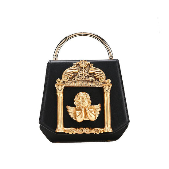 Baroque Angel Clutch Bag Ladies One Shoulder Diagonal Bag $73.99 Dana Fashion Color: Red Women's Bags Cortical features: composite cowhide Luggage trend style: small square bag Lining texture: polyester Bag shapes: square vertical section Opening method:
