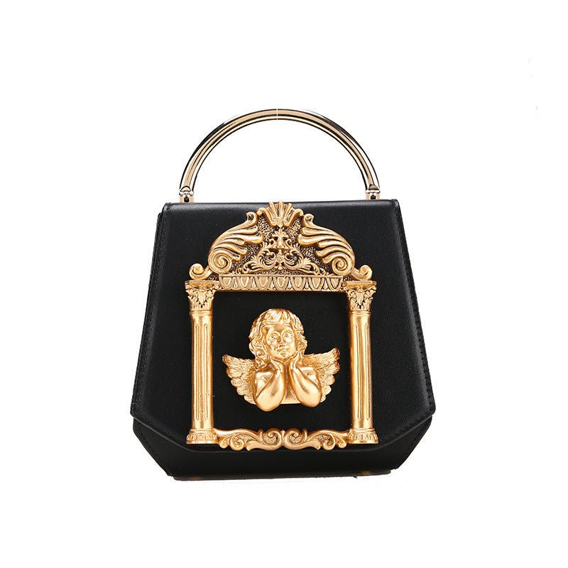 Baroque Angel Clutch Bag Ladies One Shoulder Diagonal Bag $73.99 Dana Fashion Color: Red Women's Bags Cortical features: composite cowhide Luggage trend style: small square bag Lining texture: polyester Bag shapes: square vertical section Opening method: