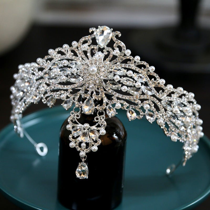 Baroque Bride Crown Fashion Headwear $35.00 Dana Fashion Color: Silver Women's Accessories Product information: Material: Alloy Style: Crown Treatment process: electroplating Color: Silver+Dotted Pearl+Quota Decoration Size: diameter 15CM, height approxim