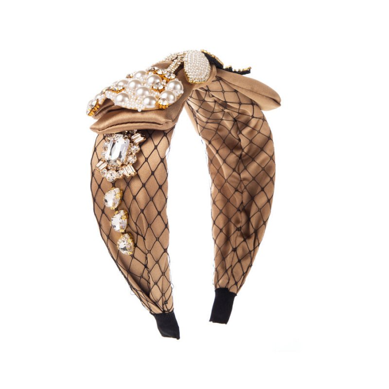Baroque Fabric Bow Full Diamond Pearl Headband $69.50 Dana Fashion Color: Coffee Women's Accessories Product information: Color: gray, coffee, pink Applicable people: women Material: Rhinestone Popular elements: Bow Style: affordable luxury style Packing