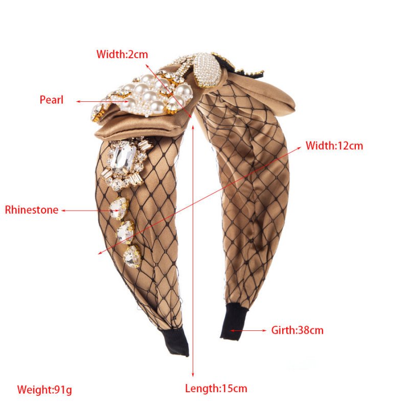 Baroque Fabric Bow Full Diamond Pearl Headband $69.50 Dana Fashion Color: Coffee Women's Accessories Product information: Color: gray, coffee, pink Applicable people: women Material: Rhinestone Popular elements: Bow Style: affordable luxury style Packing