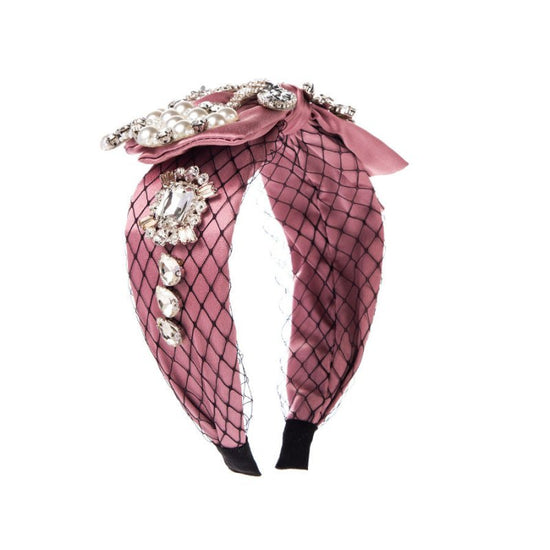Baroque Fabric Bow Full Diamond Pearl Headband $69.50 Dana Fashion Color: Coffee Women's Accessories Product information: Color: gray, coffee, pink Applicable people: women Material: Rhinestone Popular elements: Bow Style: affordable luxury style Packing