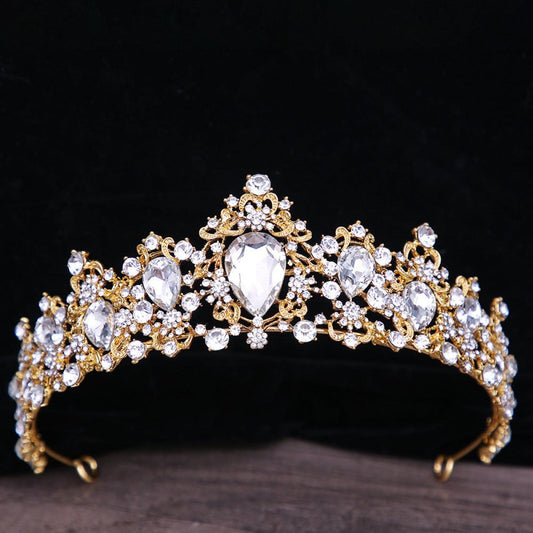 Baroque Rhinestone Crystal Bridal Crown $29.00 Dana Fashion Color: Blue Women's Accessories Product information: Material: Alloy Purity: KC gold Style: Retro Processing technology: diamond inlay Packing list: Crown*1