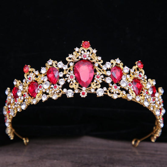 Baroque Rhinestone Crystal Bridal Crown $29.00 Dana Fashion Color: Red Women's Accessories Product information: Material: Alloy Purity: KC gold Style: Retro Processing technology: diamond inlay Packing list: Crown*1