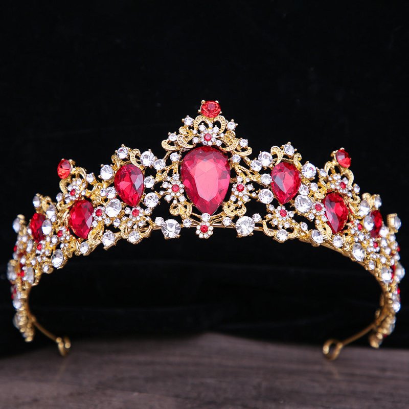 Baroque Rhinestone Crystal Bridal Crown $29.00 Dana Fashion Color: Red Women's Accessories Product information: Material: Alloy Purity: KC gold Style: Retro Processing technology: diamond inlay Packing list: Crown*1