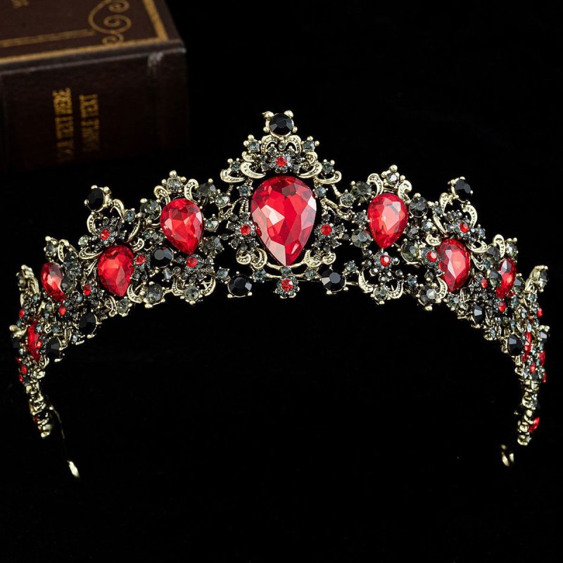 Baroque Rhinestone Crystal Bridal Crown $29.00 Dana Fashion Color: Red A Women's Accessories Product information: Material: Alloy Purity: KC gold Style: Retro Processing technology: diamond inlay Packing list: Crown*1