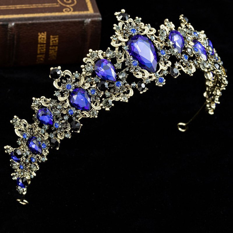 Baroque Rhinestone Crystal Bridal Crown $29.00 Dana Fashion Color: Blue A Women's Accessories Product information: Material: Alloy Purity: KC gold Style: Retro Processing technology: diamond inlay Packing list: Crown*1
