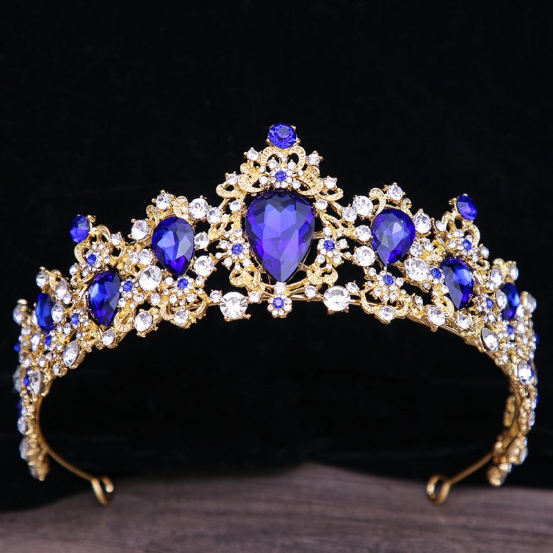 Baroque Rhinestone Crystal Bridal Crown $29.00 Dana Fashion Color: Blue Women's Accessories Product information: Material: Alloy Purity: KC gold Style: Retro Processing technology: diamond inlay Packing list: Crown*1
