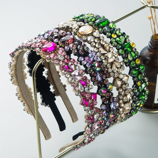 Baroque Vintage Court Style Headband $21.34 Dana Fashion Color: Brown Women's Accessories Product information: Treatment Process: Diamond Color: purple, green, pink, brown Applicable people: women Material: cloth Popular elements: Flowers Style: Elegant P