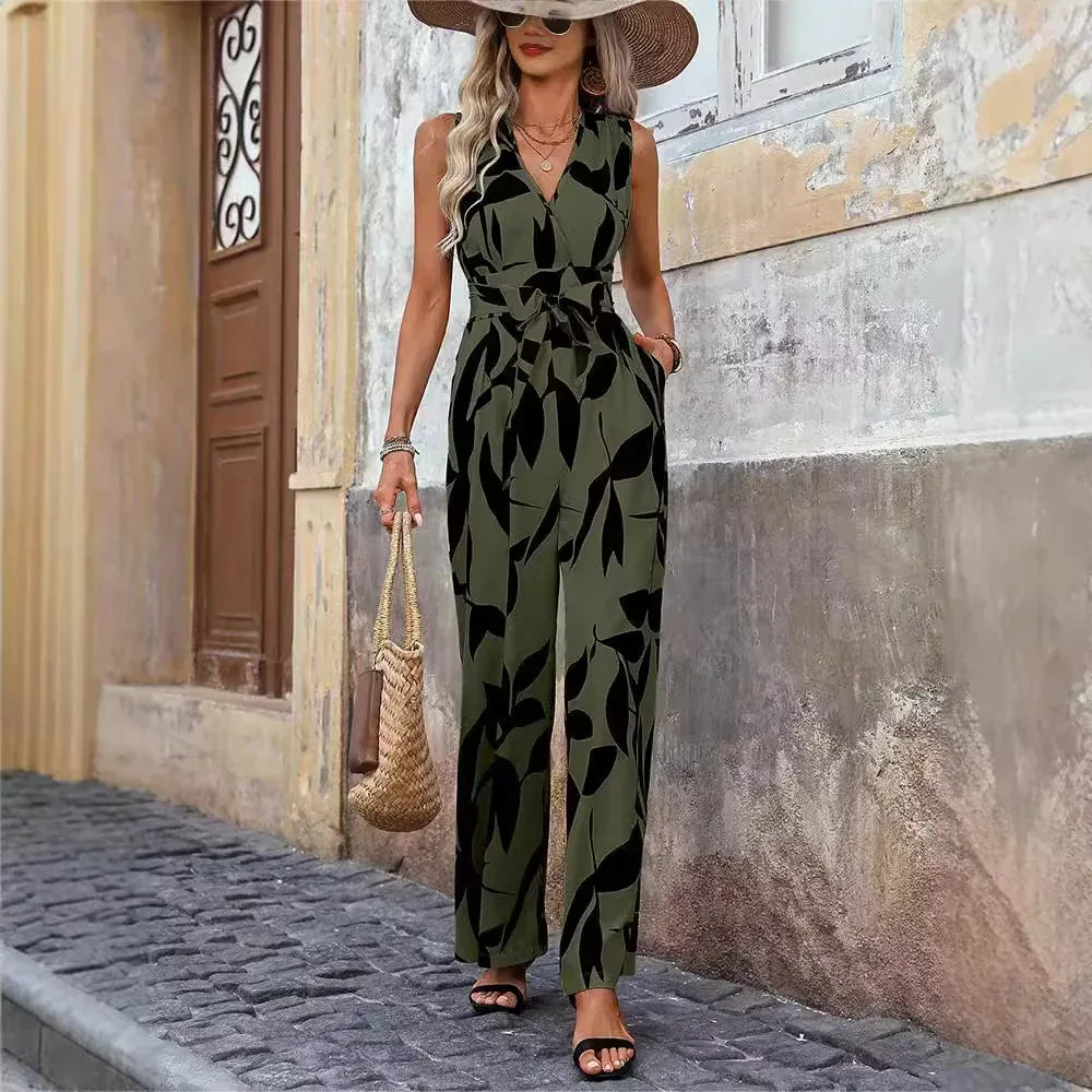 Fashionable High Waist Lace-up Wide Leg Jumpsuit For Women - DanaFashionstore