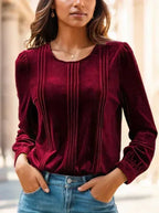 A Solid-colored Long-sleeved Top For Ladies - DanaFashionstore