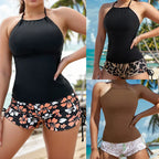 Halterneck Printed Halter Bikini Split Swimsuit For Women - DanaFashionstore