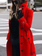 Autumn Winter New Woolen Coat Women's Slim Fit Cardigan Large Coat Women Long Sleeve Single Breasted Stand Collar Woolen Coat - DanaFashionstore