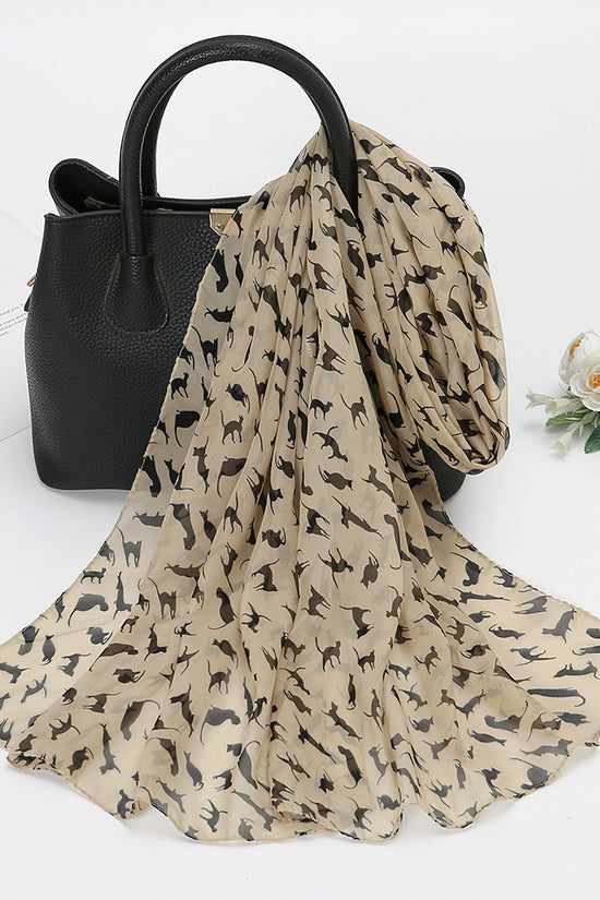 Thin Chiffon Lotus Pond Moonlight Printed Silk Scarf