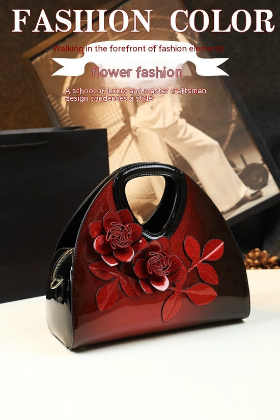 Personalized Flower Dumpling Niche Handbag Versatile Patent Leather Messenger Bag - Dana Fashion
