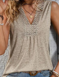 Stunning Lace V Neck Tank Top - Elegant Sleeveless Pleated Design, Flowy Silhouette, Breathable Fabric, Perfect For Spring & Summer, Women's Clothing, Versatile Wardrobe Essential - DanaFashionstore