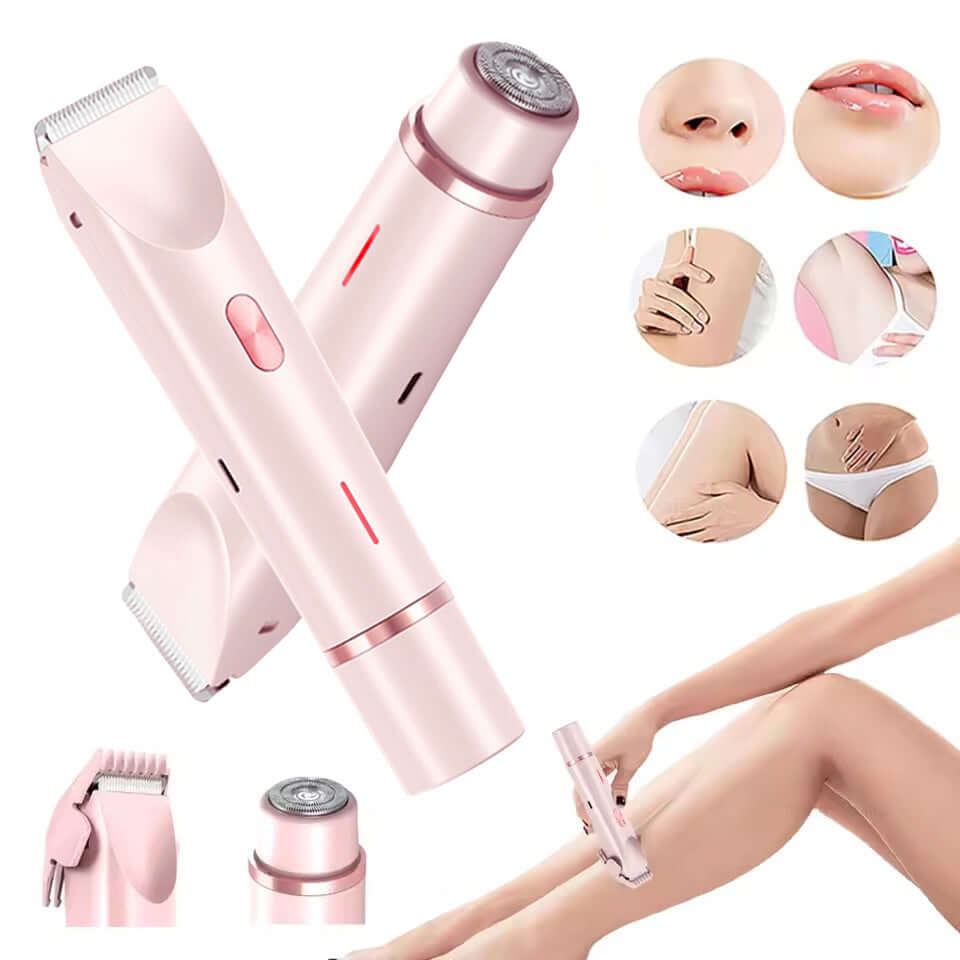 2 In 1 Hair Remover Women's Double Head Shaver Private Pubic Hair Trimmer Electric Razor Wet Dry Electric Body Hair $58.05 Dana Fashion Color: Blue set1 Power supply mode: USB Beauty Tools Overview: 1. Comfortable and Safe Shaving: Engineered for a painle