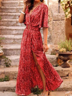 Graceful Printed Cinched Dress Women 2026 - Slimming Mid-Length Dress - DanaFashionstore