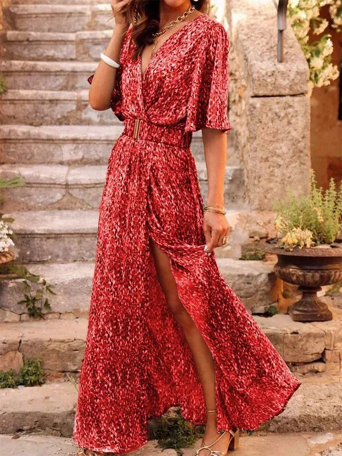 Graceful Printed Cinched Dress Women 2026 - Slimming Mid-Length Dress - DanaFashionstore