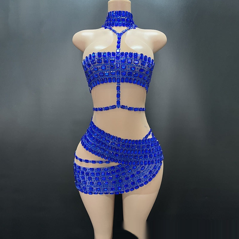 High-end And Fashionable Rhinestone Tube Top Short Skirt Top Vest - Dana Fashion
