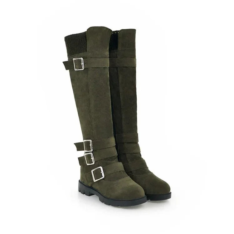 British Belt Buckle High Top Martin Boots Women - DanaFashionstore