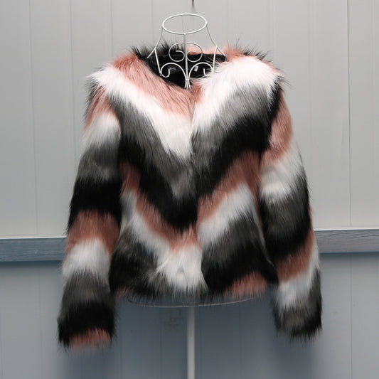 Korean Style Full Leather Fox Fur O-neck Short Coat