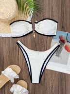Women's Fashion Color Contrast Tube Top Bikini - DanaFashionstore