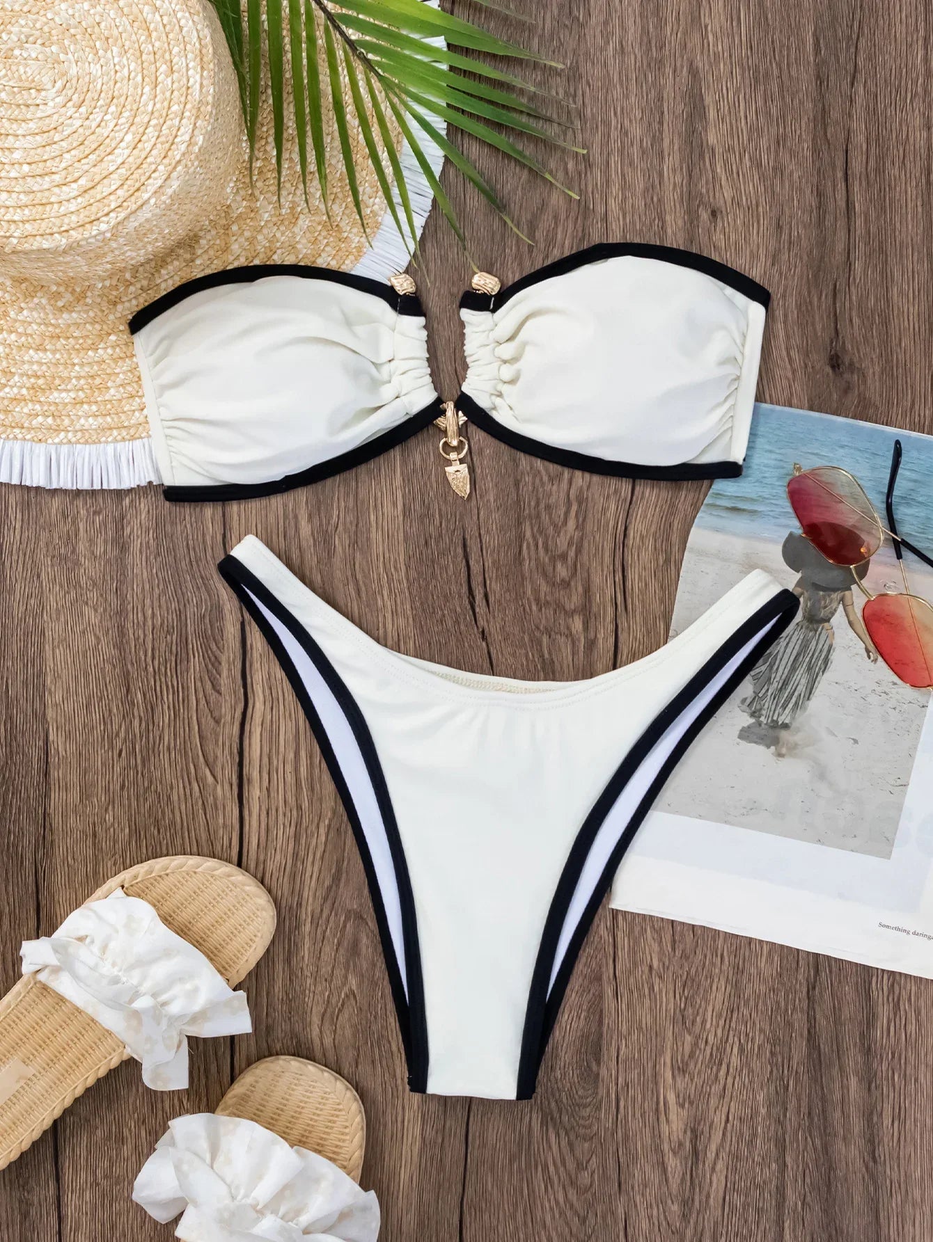 Women's Fashion Color Contrast Tube Top Bikini - DanaFashionstore