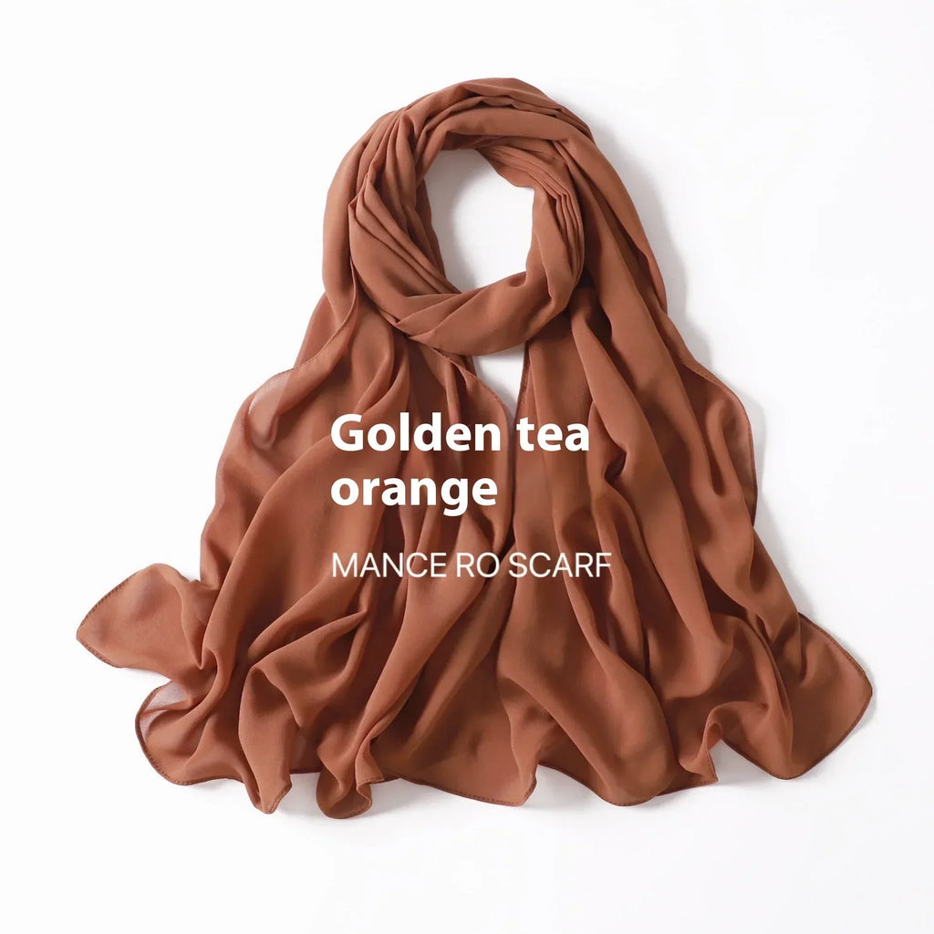 Pure Color Pearl Chiffon Scarf Headcloth Veil Chiffon Scarf - DanaFashionstore