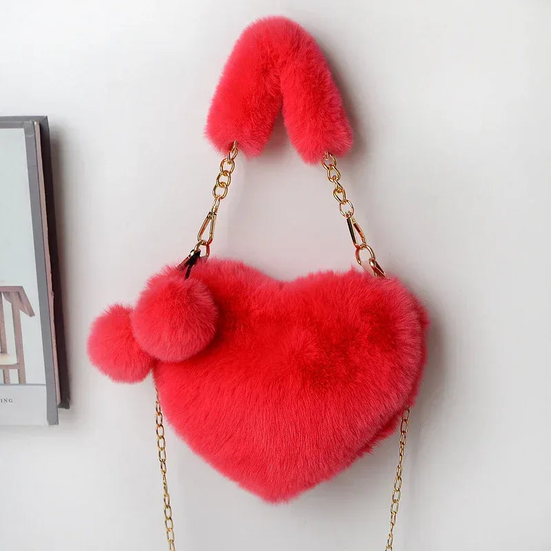 Love Bags Soft Plush Handbags Women Valentine's Day Party Bag - DanaFashionstore