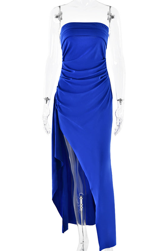 Evening Gown Women's One Neck Strapless Dress Fashionable And Sexy Backless High Slit Long Dress