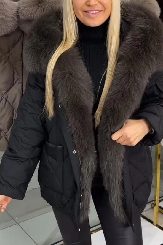 Fashion Women's Wear Mid-length Hooded Cotton Jacket
