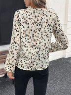 Women's V-Neck All-Over Print Elegant Long Sleeve Blouse,Long Sleeve Tops - DanaFashionstore