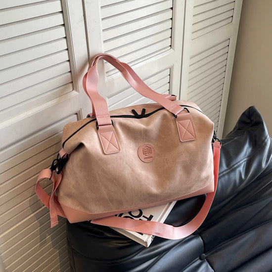 Leisure Large Capacity Luggage Storage PU Leather Shoulder Sports Gym Bag - Dana Fashion