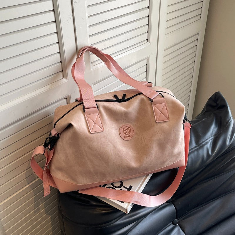 Leisure Large Capacity Luggage Storage PU Leather Shoulder Sports Gym Bag - Dana Fashion