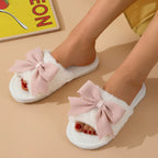 Women's Winter Cute Bow Thick Bottom Non Slip Cotton Slippers - DanaFashionstore