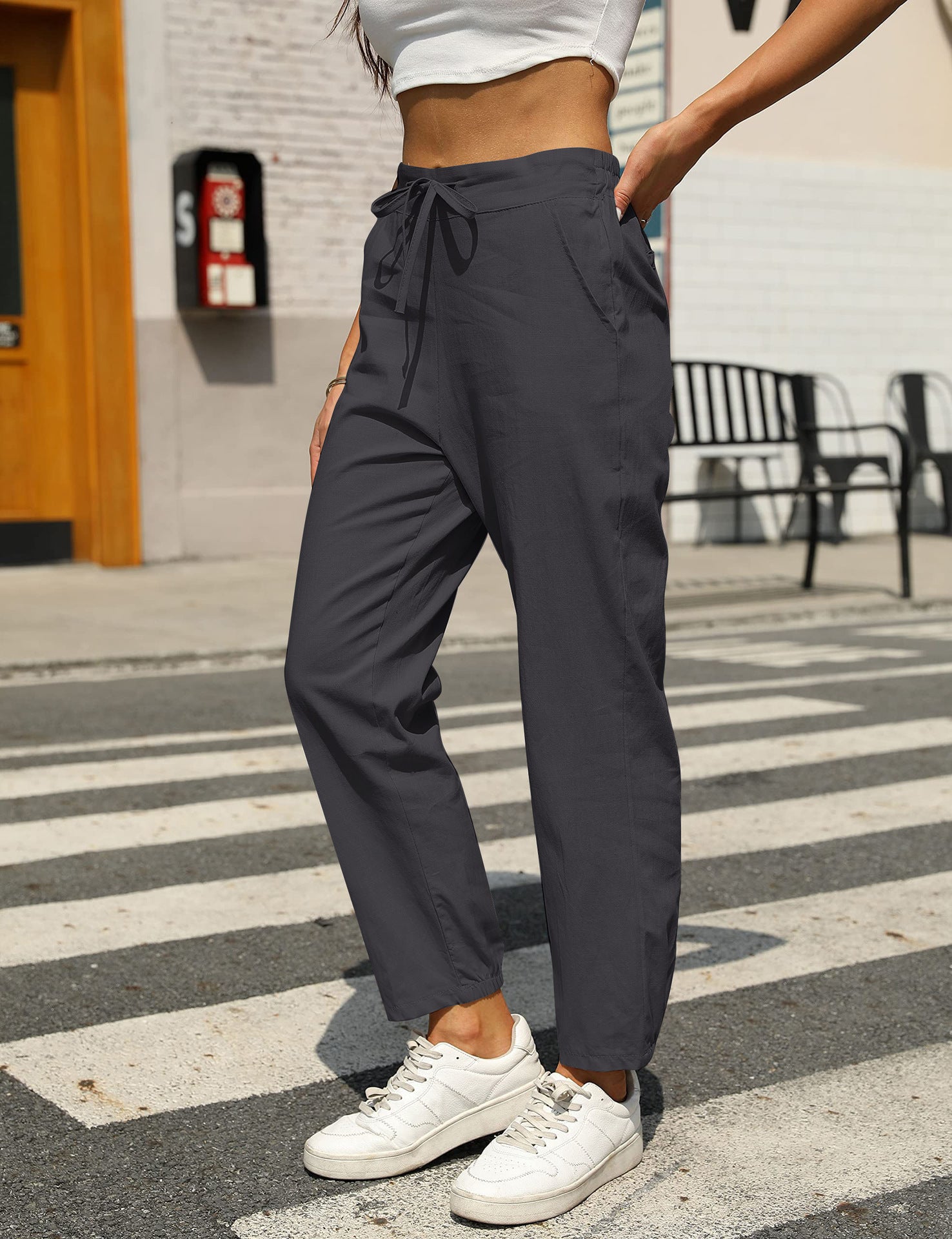 New Casual Linen Drawstring Pants For Women - Comfortable & Stylish - Dana Fashion