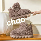 Winter Package Heeled Waterproof Home Indoor And Outdoor Wear Cute High Helper Cotton Slippers - DanaFashionstore