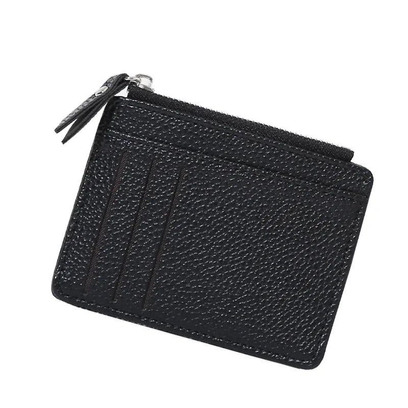 Women's Bag Holder Zipper Solid Color Lychee Pattern Business Cards - DanaFashionstore