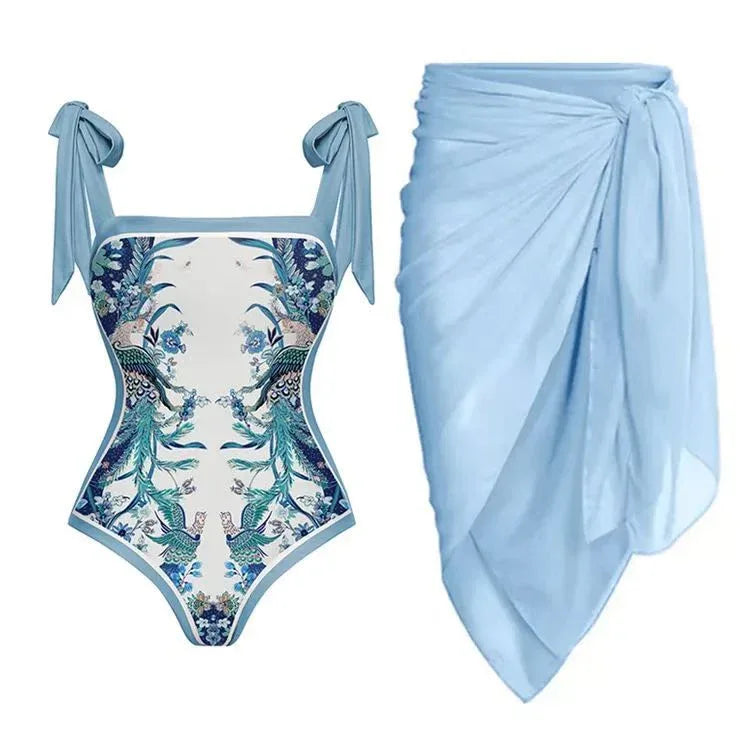 Siamese Conservative Covering Belly Thin Swimsuit French Retro One-piece Bikini - DanaFashionstore