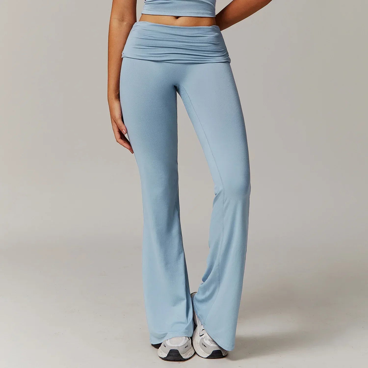 Wool Pleated Yoga Fold High Waist Running Sports Skinny Versatile Bell-bottom Pants Women - DanaFashionstore