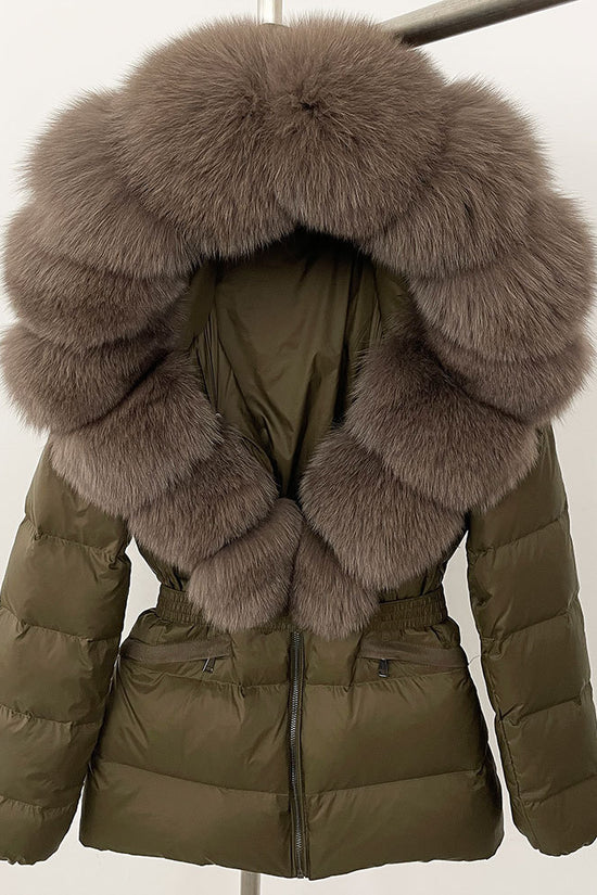 Short Women's Thickened Slim Fit Waist-tight Fur Down Jacket