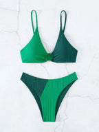 Solid Color Stitching Bikini - DanaFashionstore