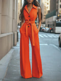 Blouse Collar Wide Leg Jumpsuit 2026 - Solid Color Professional Jumpsuit - DanaFashionstore