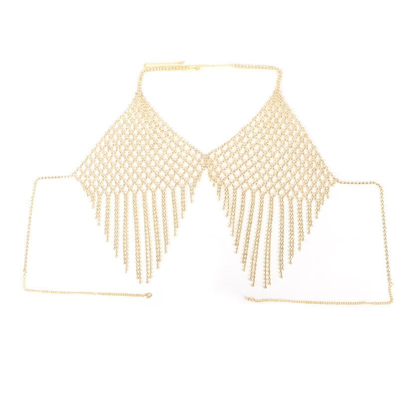 Beach Fashion Bikini Tassel Body Chains $55.34 Dana Fashion Color: Gold Women's Accessories Product information: Treatment Process: Electroplating Color: gold, silver, gun Black Inlaid material: alloy inlaid artificial gem/semi-precious stone Chain style: