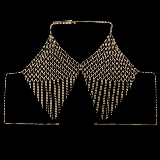 Beach Fashion Bikini Tassel Body Chains $55.34 Dana Fashion Color: Gold Women's Accessories Product information: Treatment Process: Electroplating Color: gold, silver, gun Black Inlaid material: alloy inlaid artificial gem/semi-precious stone Chain style: