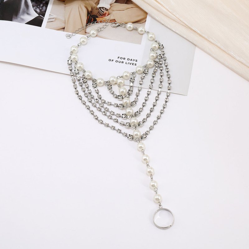 Beach Foot Ornaments Fashion Luxury Multi-layer Diamond Claw Chain Pearl Tassel $50.00 Dana Fashion Color: Silver Women's Accessories Product information: Color: gold, silver Style: Women's Material: Alloy Shape: heart shape Style: European and American P