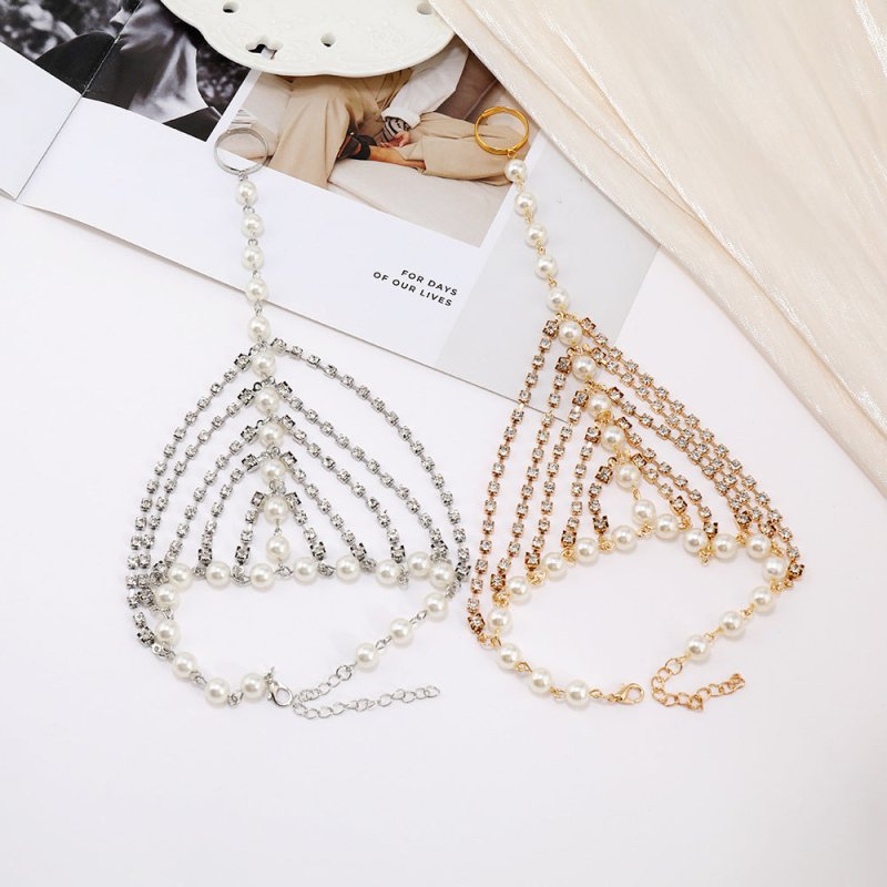Beach Foot Ornaments Fashion Luxury Multi-layer Diamond Claw Chain Pearl Tassel $50.00 Dana Fashion Color: Gold Women's Accessories Product information: Color: gold, silver Style: Women's Material: Alloy Shape: heart shape Style: European and American Pac